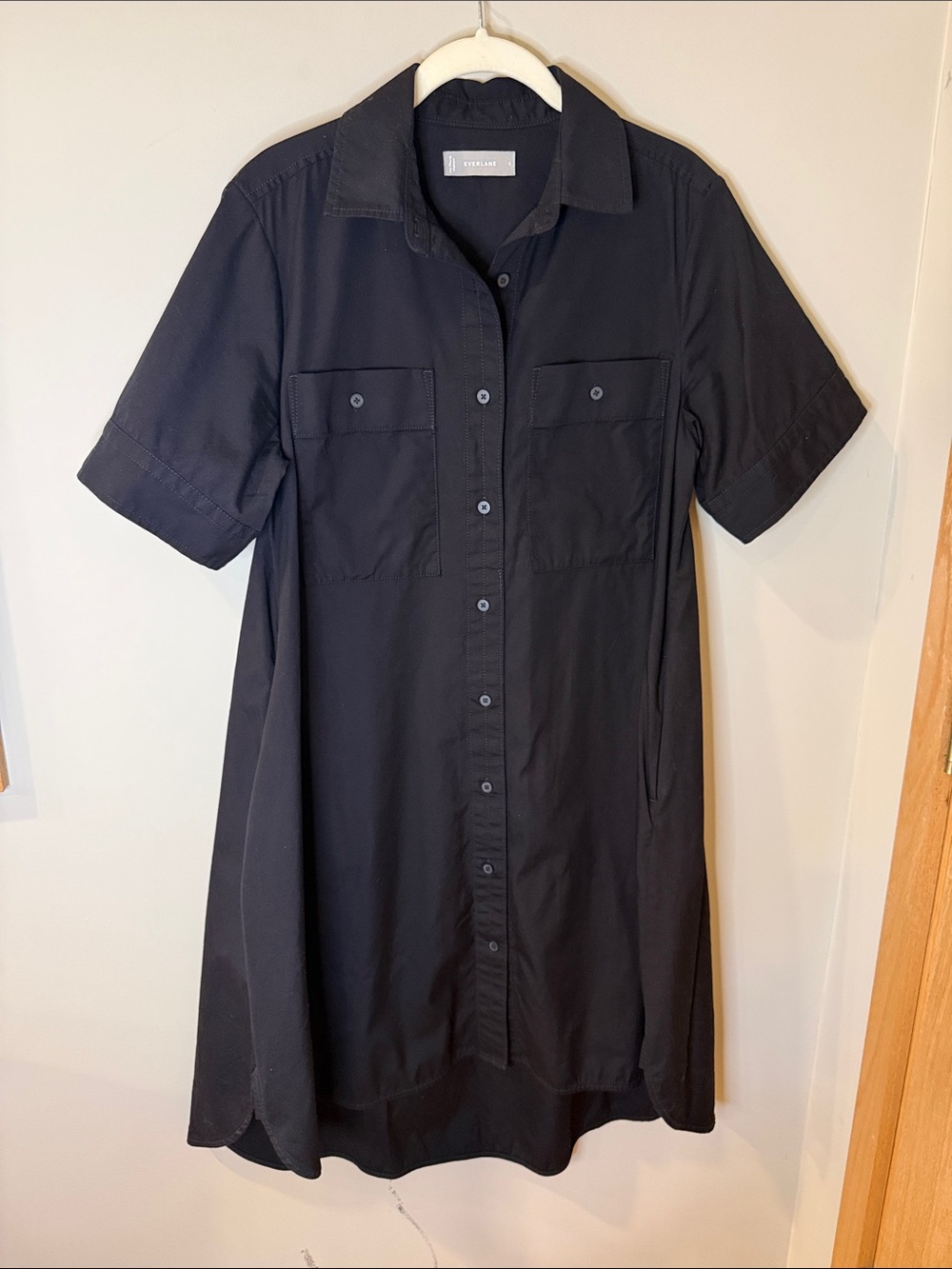 Everlane Black Shirt Dress with Label Detail